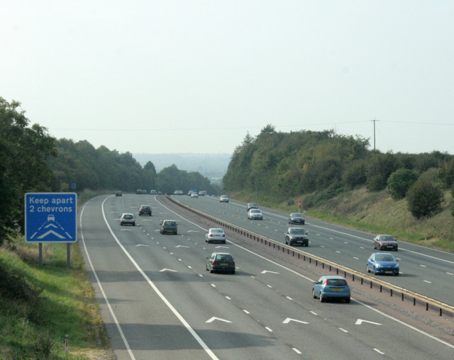 Cars travelling on the M4 motorway in daylight
